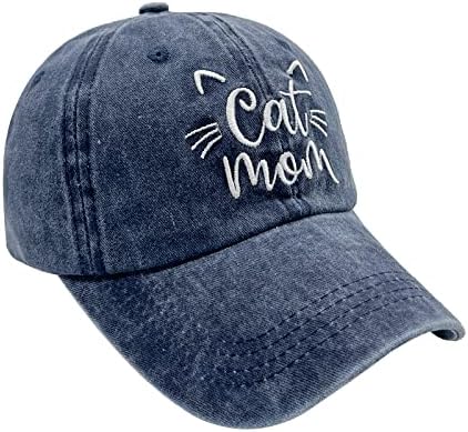 כובע בייסבול של Waldeal Women's Cat's Mom, כובע חובב חתולים מתכוונן שטוף