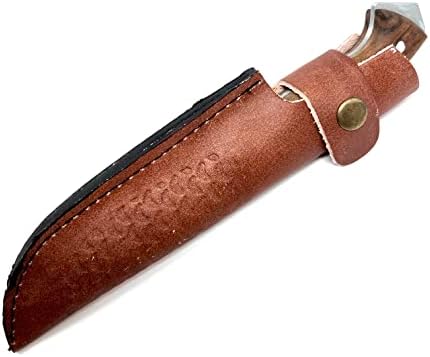 OHIY סכין בוש בעבודת יד עם סכין 4116 פלדה גרמנית בגודל 4.25 אינץ ', נדן עור אמיתי, ידית אגוז מלא טאנג מלא