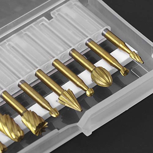 זהב רוטרי קובץ חריטת חותך נגרות קוצים קצת סט עבור דרמל רוטרי טחינת כלים-10 מחשב