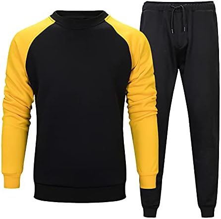 בגדי פעילים מזדמנים של בגדים של Baskuwish 2 חלקים עם שרוול ארוך בלוק בלוק סווטשירטים עם מכנסי טרנינג ריצה ספורט ספורט