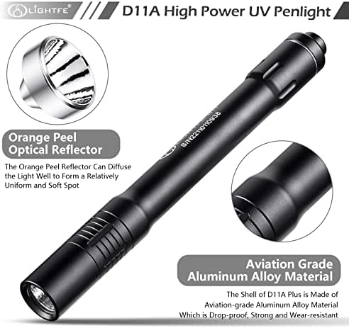 אור שחור אור שחור D11A 395NM פנס UV עם מקור LED LG, מקסימום 3000mw תפוקת חשמל לריפוי דבק UV אור UV, זיהוי