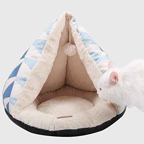 חתול קן חצי סגור רחיץ קטיפה חתול מיטת אוהל נוח רך חם מלונה רצפת חתול כרית ציוד לחיות מחמד