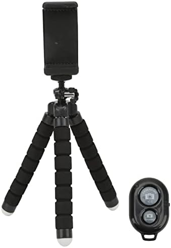 חצובה טלפונית, חצובה של Selfie Stick מתכווננת, מחזיק מעמד מצלמה גמיש עם מתג קפיץ, קליפ אוניברסלי, לנסיעות, selfies או הקלטת