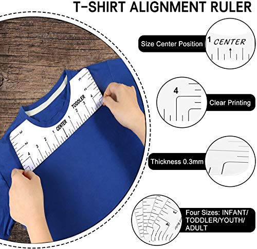 QincoS 4PCS TIRT STINTINT STARERMENT, PVC מדריך שליט חולצת טריקו לכיפות