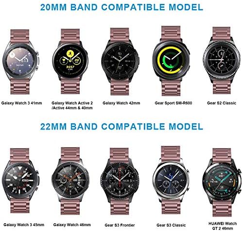 Valkit תואם ל- Galaxy Watch 3 41 ממ/Galaxy Watch 4 להקה לנשים גברים, 2 חבילות 20 ממ להקות רשת מתכת נירוסטה עבור