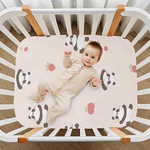 תינוק חמוד פנדה סדין עריסה מצוירת לבנות בנות, גיליונות מזרן מיטת פעוטות, מתאים למזרן עריסה בגודל סטנדרטי 20201371