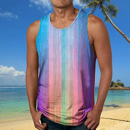 קיץ גברים חולצות אימון גברים קיץ אופנה מקרית חוף חוף ים דיגיטלי 3 ד מודפס עגול צוואר ללא שרוולים