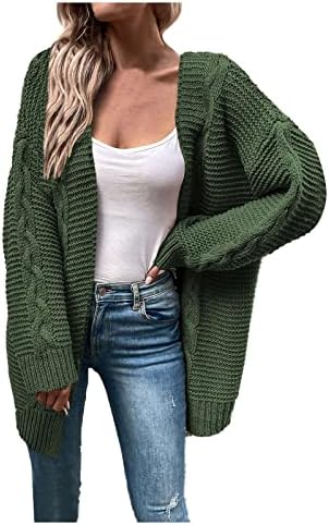 אופנה Cokuera סתיו קרדיגן סוודרים לנשים אלגנטיות קדמיות קרדיגן סיבתיות רופפות בצבע אחיד מעיל סריגה מעיל סריגה