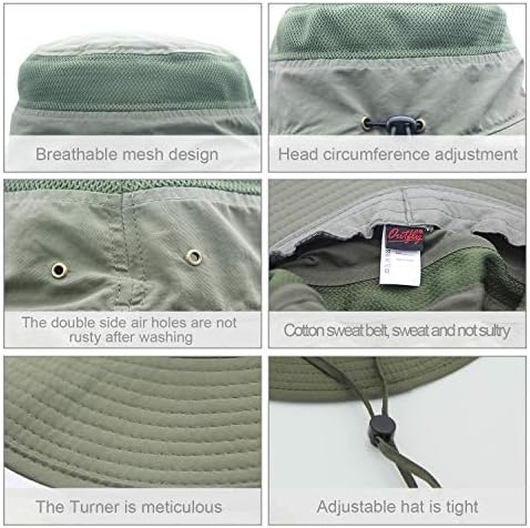 כובעי דיג של אוביל לגברים נשים UPF50+ UV הגנה על שוליים רחבים כובע דלי אטום למים ספארי, חוף, כובע קמפינג