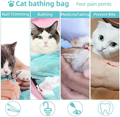 טכנולוגיה משודרגת דור 5 2 יחידות טיפוח מתכוונן רב תכליתי פוליאסטר חתול כביסה מקלחת רשת שקיות לחיות מחמד זמירה שקיות