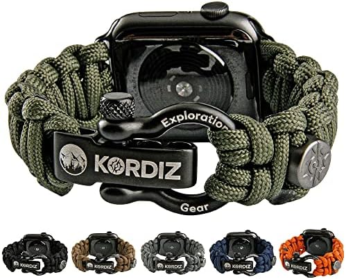 Kordiz Survivor - Paracord Apple Watch Band תואם לסדרת Apple Watch Ultra & 8/7/6/5/4/3/3/2/1/SE - 49 ממ 45