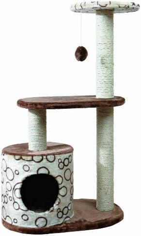 עץ חתול טריקסי קסטה עם דירה / 2 פלטפורמות / צעצוע חתול משתלשל, חום, 21.5 על 13.75 על 37.25 אינץ'.