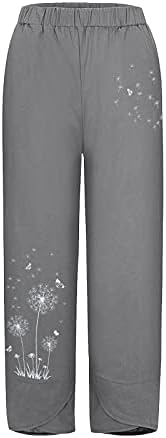 מכנסי ניאנטי קפרי לנשים מכנסי טרקלין פאלאצו רופפים מכנסי סעיף פשתן קיץ מודפסים