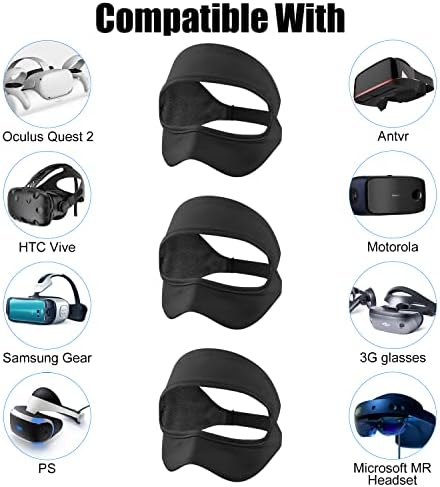 מסכת עיניים של Sayafan VR, רצועת זיעה VR נושמת מתכווננת עבור Oculus Quest 2, HTC Vive, PS, Gear, WR אימוני