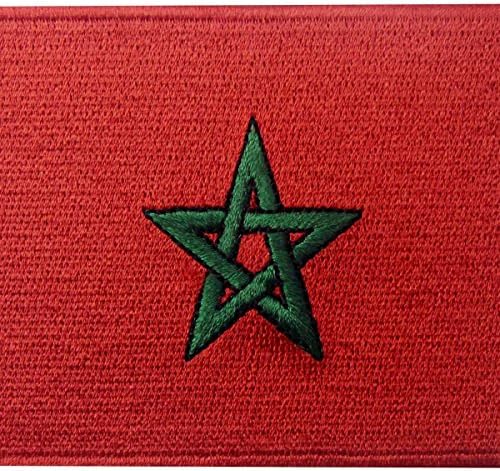 דגל מרוקו רקום טלאי ברזל מרוקאי על תפירה על הסמל הלאומי