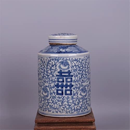 דפוס דפוס אופי כחול לבן דפוס תה צנצנת קישוטים עתיק