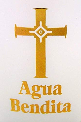 זהב צלב זהב ספרדית Agua Bendita בקבוק מים קדוש עם מכסה זרבובית הפוך, 4 גרם, חבילה של 3
