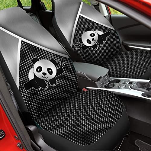 Bulopur Black & Silver Panda Panda Seat Covers Covers Set Full, אוניברסלי מגן קדמי אוניברסלי מגן קדמי שמיכת אוכף