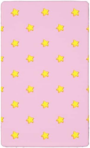 כוכבים גיליון עריסה מצויד, מזרן עריסה רגיל סדין מצויד אולטרה-רך-תינוקות לבנות בנות, 28 x52, רינוד פינק