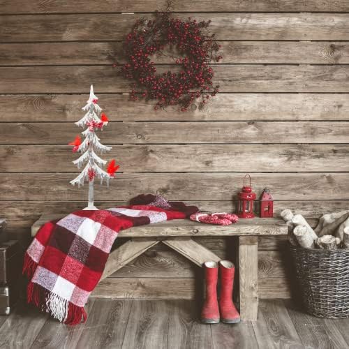 קישוט עץ קרח חג המולד עם קרדינלים, עיצוב בית לחג עם נצנצים וציפורים לבן, 18 אינץ '