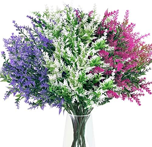 WXBOOM 9 יחידות פרחים מלאכותיים עמידה בפו פרחי פלסטיק פרחים חיצוניים פרחי לבנדר מזויפים בתפזור