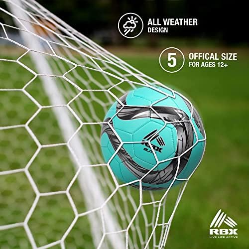 RBX גודל 5 כדור כדורגל: 32 כדור כדורגל בניית פאנלים עם משאבה, שלפוחית ​​השתן לגומי לשמירה על אוויר וצורת כדור, גרפיקה של ניגודיות