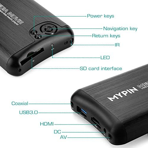 USB3.0 1080p נגן מדיה HDMI עם כונן USB 32G, תומך 2.5 SATA HDD עם פלט HDMI/AV/VGA, נגן MP4 נייד לסרטונים