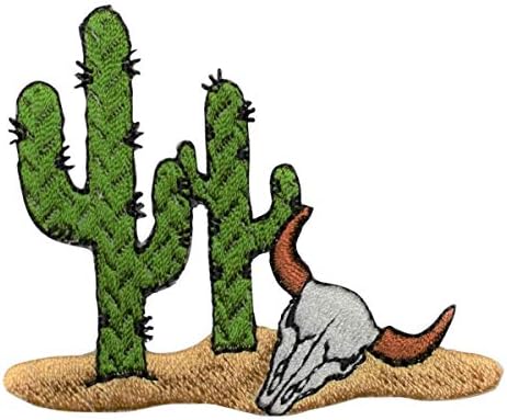ברזל קקטוס על טלאי אפליקציה - Saguaro, גולגולת שור, מערב 2.75 - לכובעים, חולצות, נעליים, ג'ינס, תיקים, תפירה