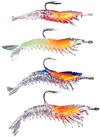 פתיונות דיג רכים של Muzrunq פיתיון שרימפס מלאכותי פתיחות דיג מוגדרות עם ווים פיתוי שרימפס צבעים מעורבים צבעים