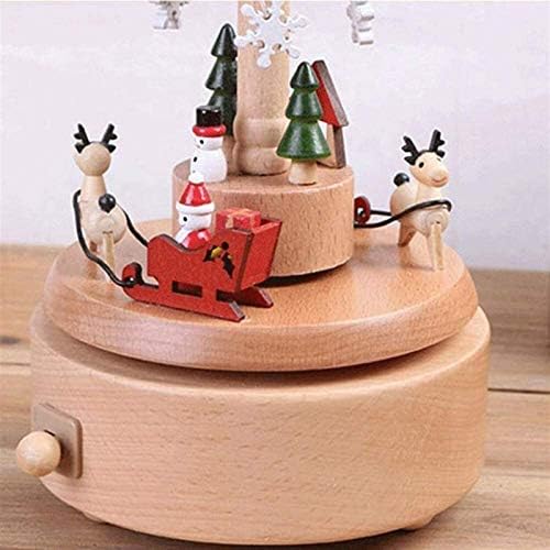 Alremo Huangxing - קופסא מוסיקה קופסת מוזיקה עץ בית עץ מוצק קרוסלה מלאכות מתנה לקישוט קופסא מוזיקה קישוט