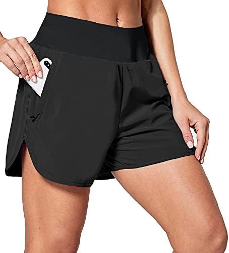 מכנסיים קצרים של צ'ינפון לנשים 7 אינץ 'מהיר אימון נושם נושם ספורטיבי מכנסי ספורט עם כיסי רוכסן
