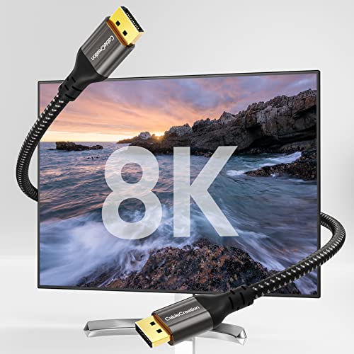 CableCreation 8K כבל DisplayPort 1.4, כבל DP DP 6ft HBR3 תומך 32.4GBPS, HDCP 2.2, HDR10 FREESYNC G-SYNC למחשב,