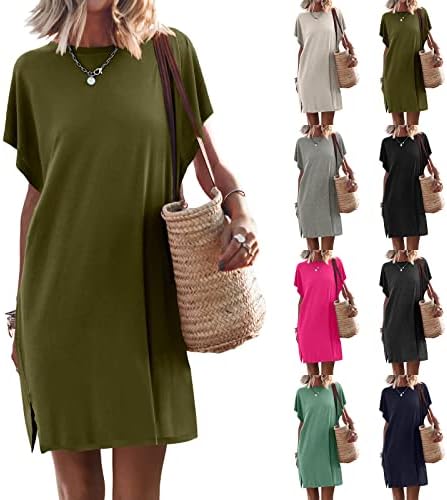 שמלות קיץ לנשים 2023, שמלות MIDI שמלות שמלות לנשים מזדמן בצבע אחיד צבע אחיד סולבר שרוול שמלות נשים