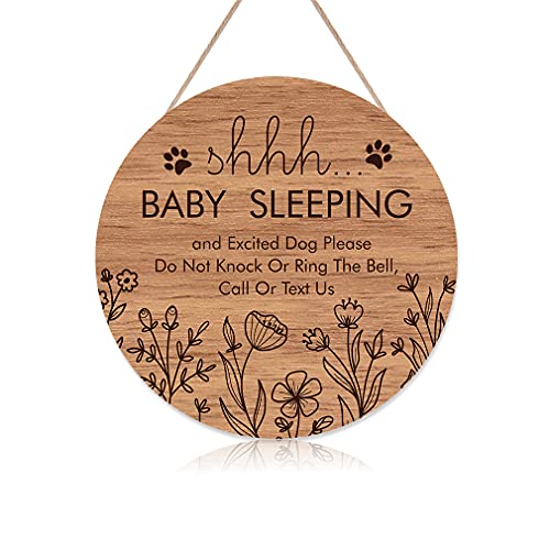 טוארטי מצחיק תינוק שינה תליית סימן פלאק, לא לדפוק או טבעת הפעמון, עגול עץ דלת קולב עבור תינוק חדר, משתלה, מול דלת, דלת ידית
