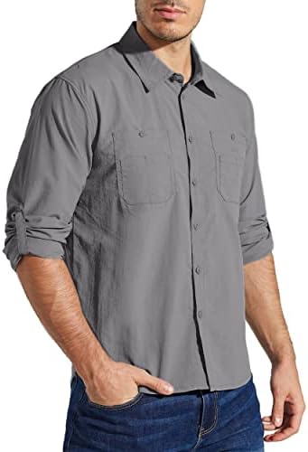 וילה חולצות דיג שרוול ארוך של גברים הגנה על UV הגנה על 50+ חולצות שמש SPF חולצות טיול קירור מהיר יבש