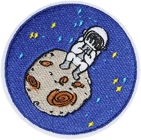 Jpt - אסטרונאוט מאדים מצויר מצויר רקום אפליקציות ברזל/תפור על טלאים תג טלאי לוגו חמוד על חולצת האפוד חולצה