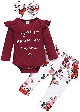 סלי מתנה למכנסי תינוקות מכתב גוף גוף פרחוני+ראפלס בנות תלבושות תינוקות הדפס פעוט בנות רומפר