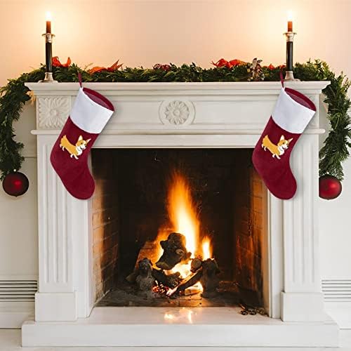 גרבי חג חג המולד של קורגי חמוד לחג המולד קישוטי הבית של קשיי עץ חג המולד גרביים תלויים