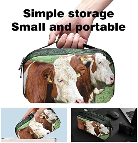 מארגן אלקטרוניק שקית מארגן כבלים קטנים לטיולים לכוננים קשיחים, כבלים, מטען, USB, כרטיס SD, בעלי חיים שתי פרות