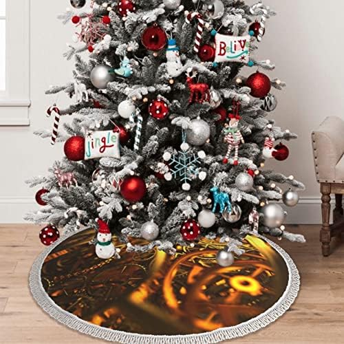 חצאית עץ חג המולד 48 - הילוכים מגניבים של Steampunk חצאית עץ מודפסת עם קישוט עץ עץ חג המולד לחג חג המולד
