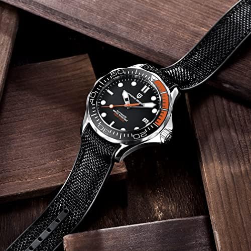 שעון מכאני של גברים עיצוב יד שעון צלילה פלדה בהירה תנועה יפנית ספיר קריסטל תצוגת לוח שנה עסקי אופנה שעון 35 שעון 1667