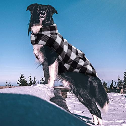 מעיל כלבים חורפי Letsqk, מעיל מעיל מזג אוויר קר משובץ, כלב, אטום לרוח, אטום לרוח, בגדי חורף אפוד לכלבים קטנים,