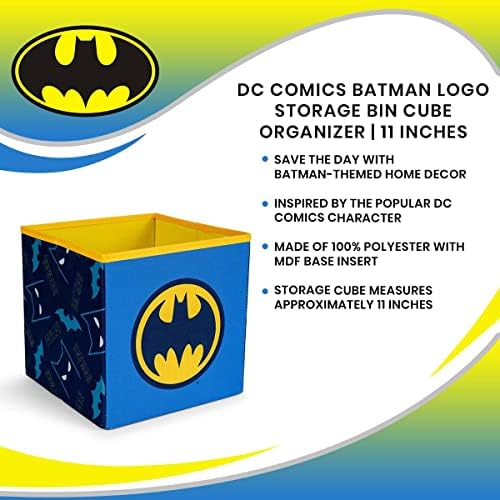 קומיקס באטמן לוגו 11-אינץ אחסון סל קוביית ארגונית / בד סל מיכל, כוך קוביית ארון ארגונית / קומיקס ספר גיבור