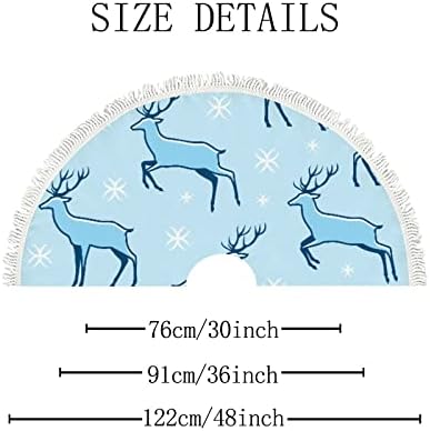 חצאיות עץ עץ חג המולד של Xollar בגודל 48 צבי כחול חג המולד, קישוטי חג המולד חיצוניים מקורה, מחצלת עץ לחג המסיבה בחורף השנה החדשה