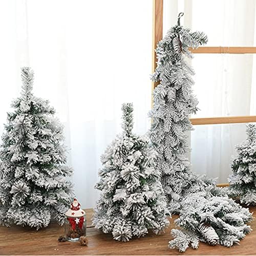 NZXVSE שלג מלאכותי נוהר עץ חג מולד, עץ אורן חג המולד שלג בגודל 12 אינץ 'עם מעמד עץ, חג המולד עץ מלא לעיצוב חג חגיגי