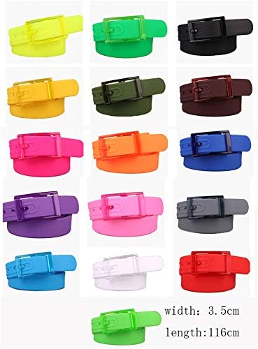 Andongnywell Unisex סיליקון חגורות לגברים ונשים חגורה אוניברסלית של אבזם פלסטיק צבע ממתקים