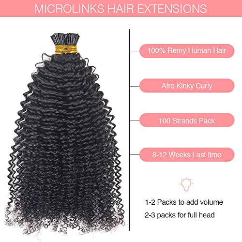 אפרו קינקי מתולתל שיער טבעי הרחבות עבור שחור נשים 4 ב-4 ג טיפ שיער טבעי הרחבות מיקרו קישורים 100 גדילים לכל
