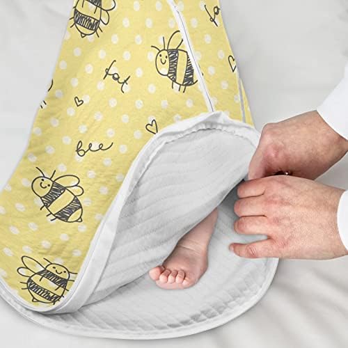 vvfelixl שק שינה לתינוקות שזה עתה נולדו - דבורים חמודות צהוב לבן פולקה נקודה שמיכה לבישה - שק שינה מעבר לתינוק - חליפת