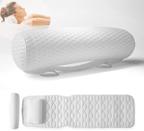כרית אמבטיה יוקרתית בגוף מלא-כריות אמבטיה רשת אוויר גמישות לתמיכה בצוואר ובגב-אקס-גדול 53 עם משענת ראש מרופדת וכרית