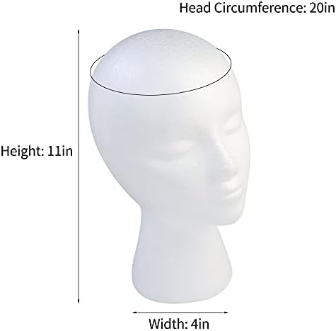 בלבלה 3 יחידות קצף פאת ראש, נשי קלקר נוכריות בובת סטנד מחזיק קוסמטיקה דגם ראש פאת תצוגת עבור סגנון, דגם, תצוגת שיער, כובעים,
